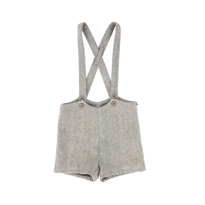 shorts herringbone suspender - brown