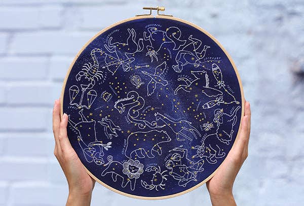 Star Map Embroidery Kit - 11" Hoop