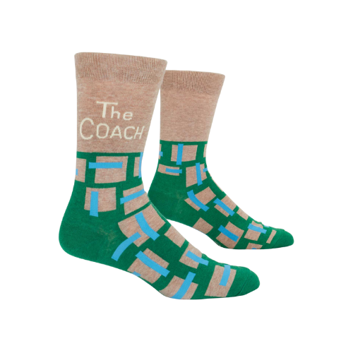 The Coach men’s crew socks with bold athletic-style lettering.