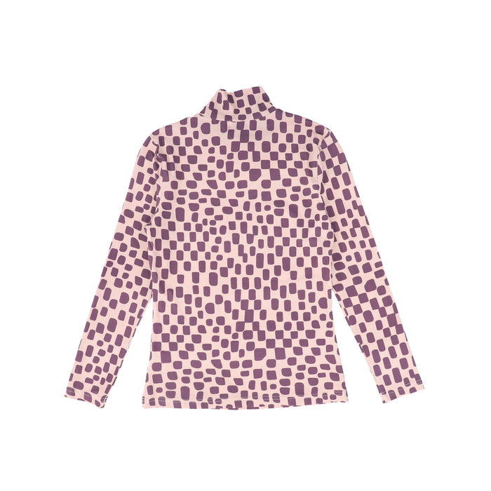 top l/s fine rib printed turtleneck - purple