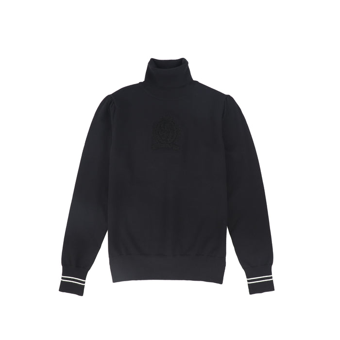 top l/s sherpa crest turtleneck - black