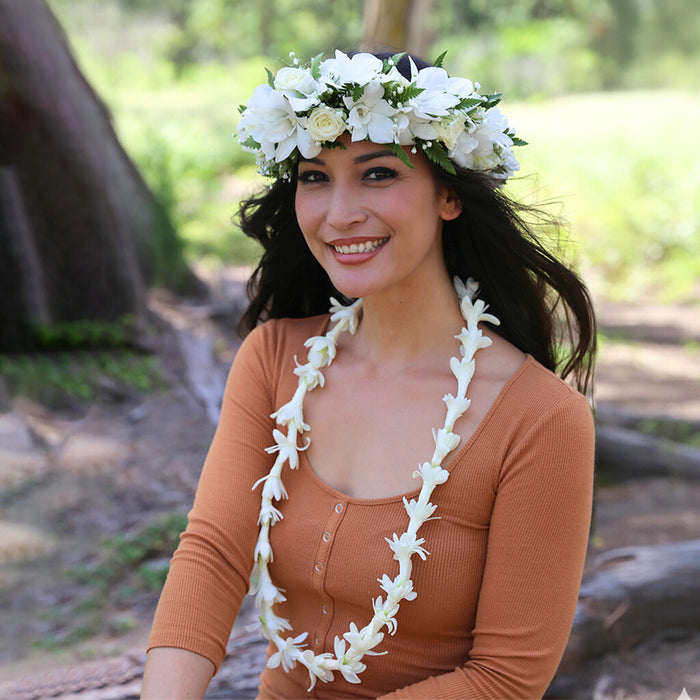 Single strand tuberose lei - elegant style with a beloved strong natural fragrance